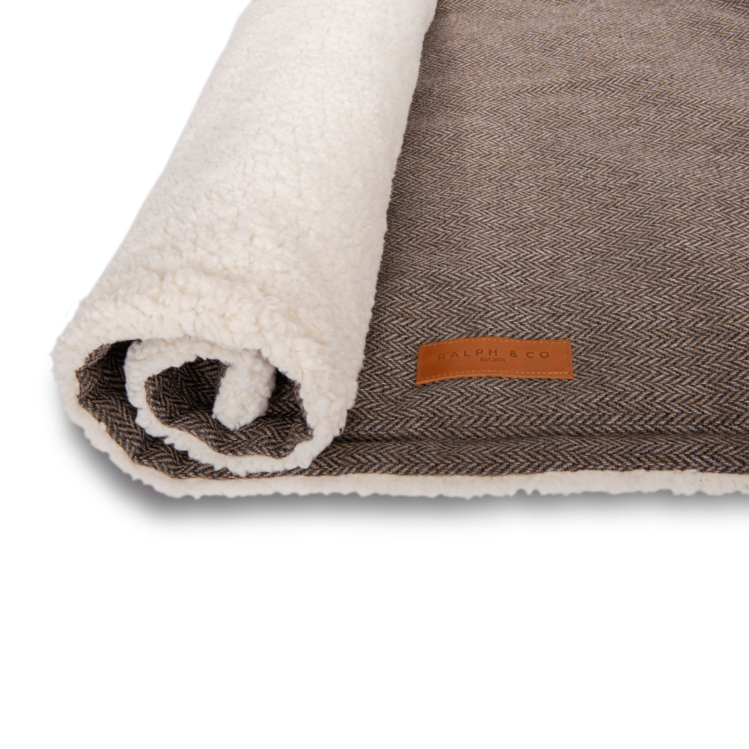 Lincoln Luxury Herringbone & Faux Fur Dog Blanket