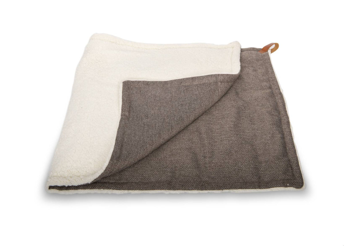 Lincoln Luxury Herringbone & Faux Fur Dog Blanket