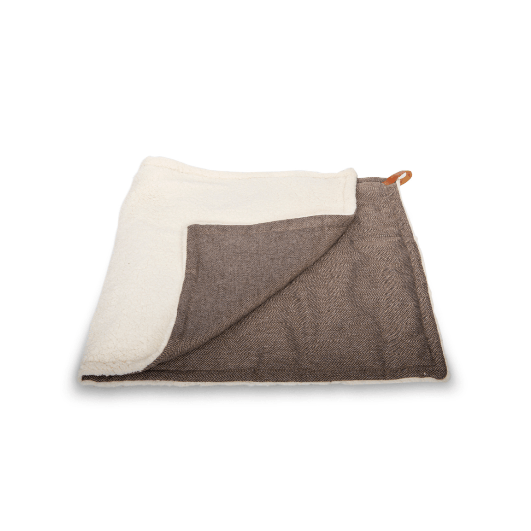 Lincoln Luxury Herringbone & Faux Fur Dog Blanket