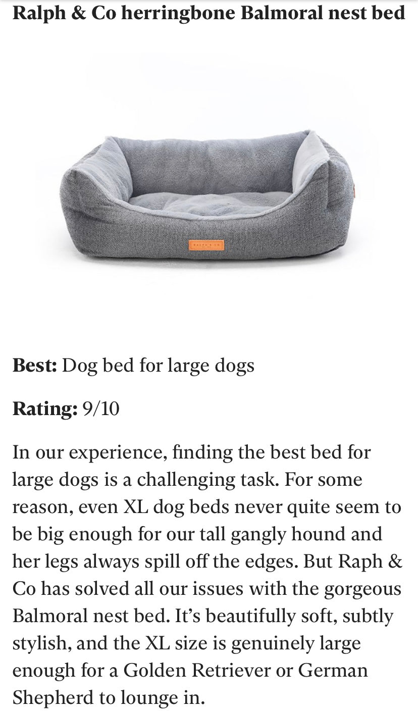 The Balmoral Luxury Herringbone Bolster Dog Bed